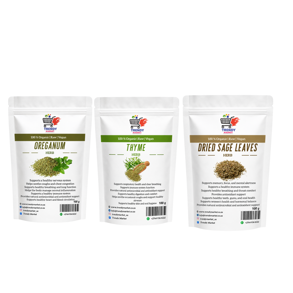 Oreganum + Thyme Herbs + Dried Sage Leaves Combo