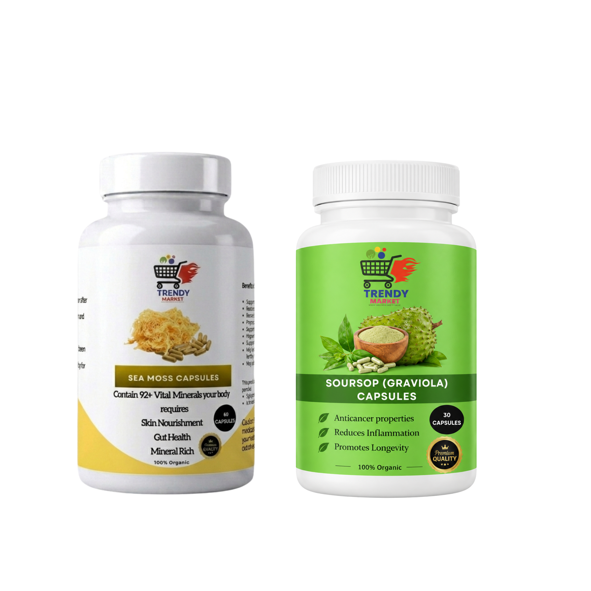 Sea Moss Capsules + Soursop Graviola Capsules Combo
