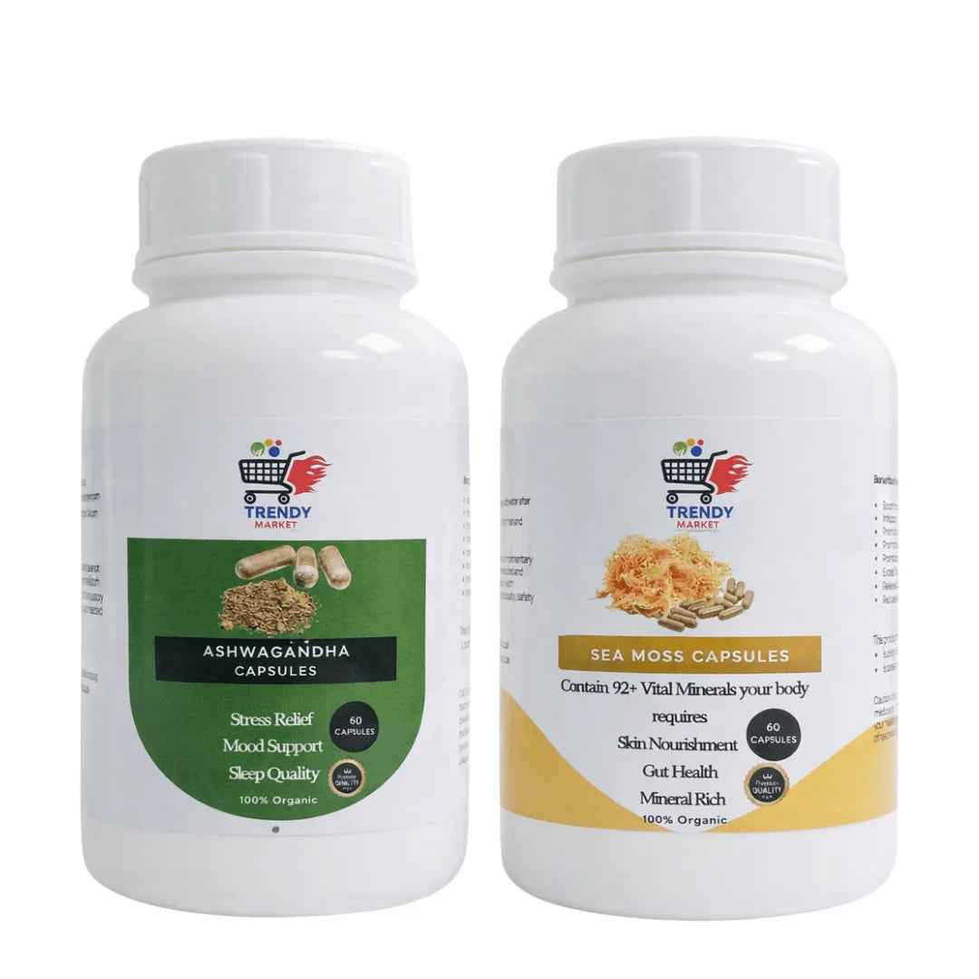 Ashwagandha Capsules & Sea Moss Capsules Combo