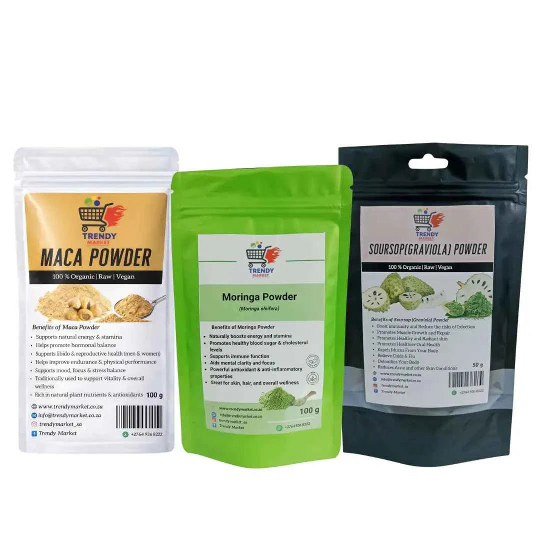 Maca Powder, Moringa Powder & Soursop (Graviola) Powder Combo