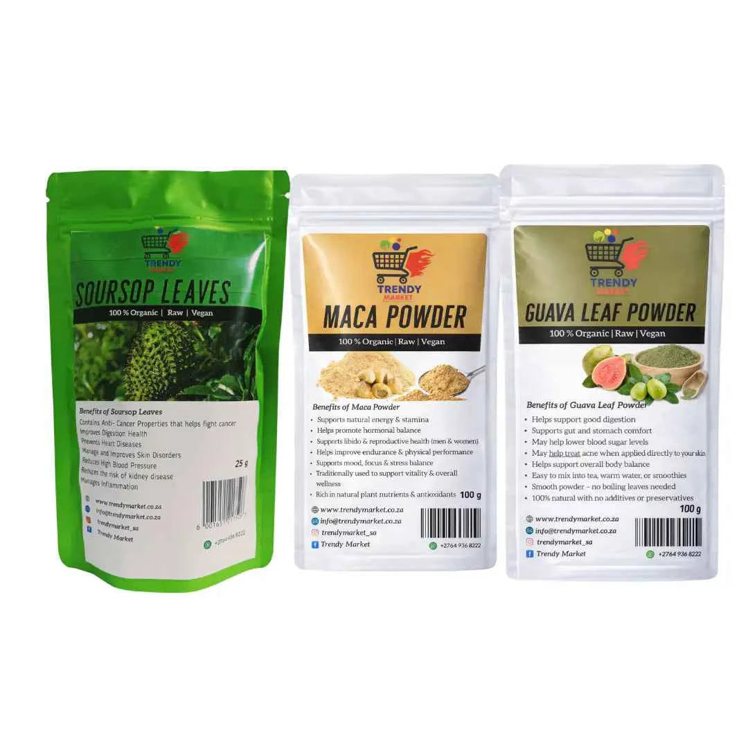 Soursop Leaves, Maca Powder & Guava Leaf Powder Combo