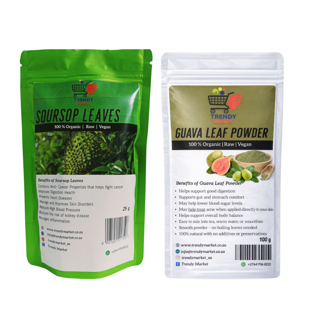 Soursop leaves and guava leaf powder combo pack of two powder pouches