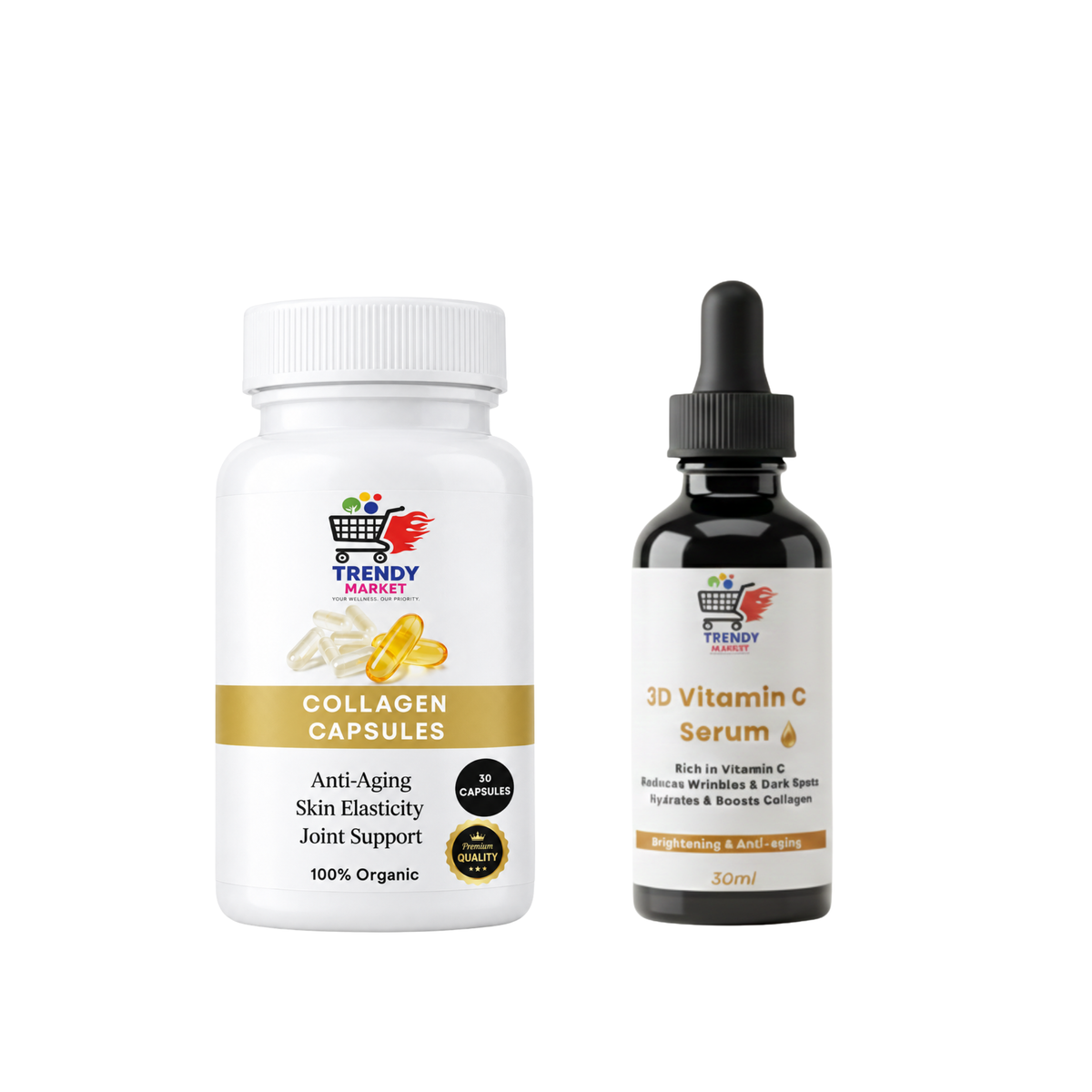 Collagen Capsules + 3D Vitamin C Serum Combo