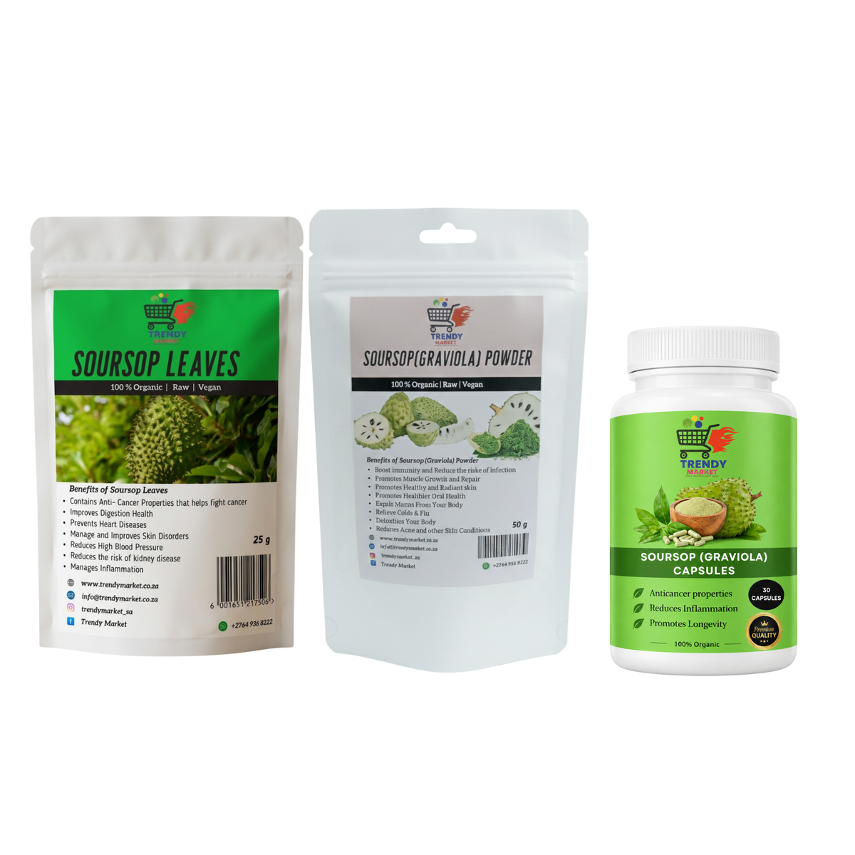 Soursop Leaves + Soursop Tea Bags 20’s + Soursop Graviola Capsules 30’s Combo