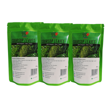 Soursop leaves tea combo pack: three green stand-up pouches with label