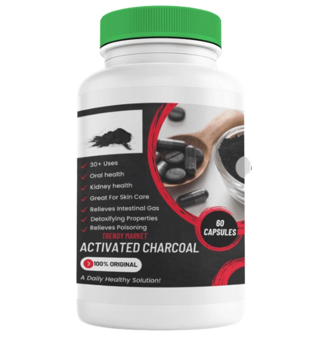 Activated Charcoal Capsules (60 Capsules) - Trendy Market