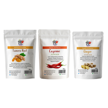 Herbal Wellness Powder Set (Turmeric, Cayenne Pepper & Ginger) – 3 x 100g