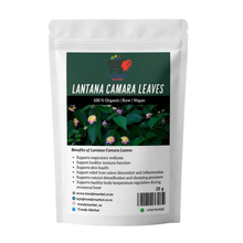 Lantana Camara leaves organic supplement pouch with green branding