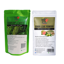 Soursop leaves and guava leaf powder combo pack of two powder pouches